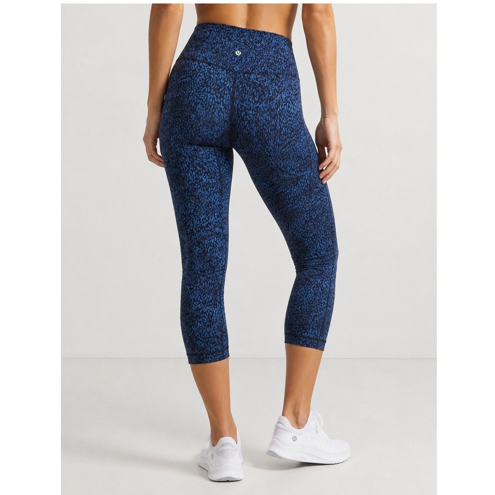 Lululemon Wunder Under High Rise Crop 21" Green Black Speckle Leggings Size 6